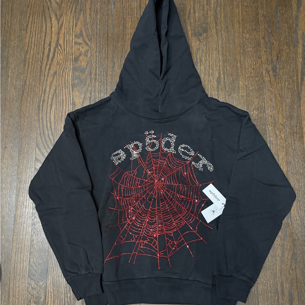 Black Rhinestone Sp5der Hoodie